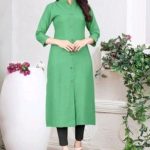 Eva Attractive Fancy Slub Cotton  Kurtis | Soft Green