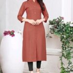 Eva Attractive Fancy Slub Cotton  Kurtis | Brown
