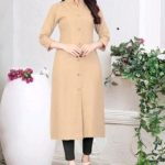 Eva Attractive Fancy Slub Cotton  Kurtis | Beige