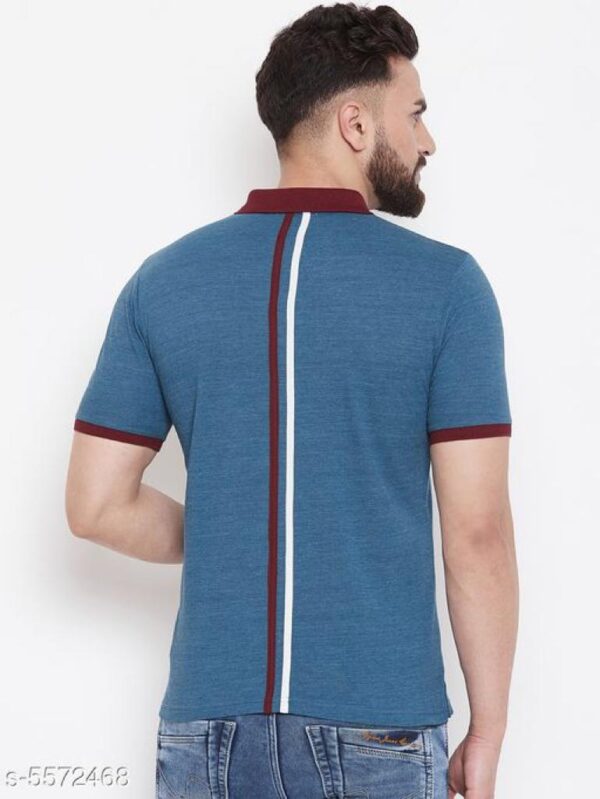 Austin Wood Men's Blue Solid Polo Neck T-shirt | Style Up