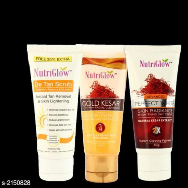 NutriGlow Gold Kesar Cleanser+De Tan Scrub+Skin Radian Day Cream | Combo