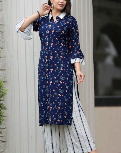 Women's Rayon Straight Kurta With Palazzo Set | Dashing