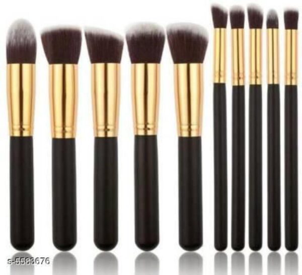 Natural Face Makeup Brush Set of 10 | Black