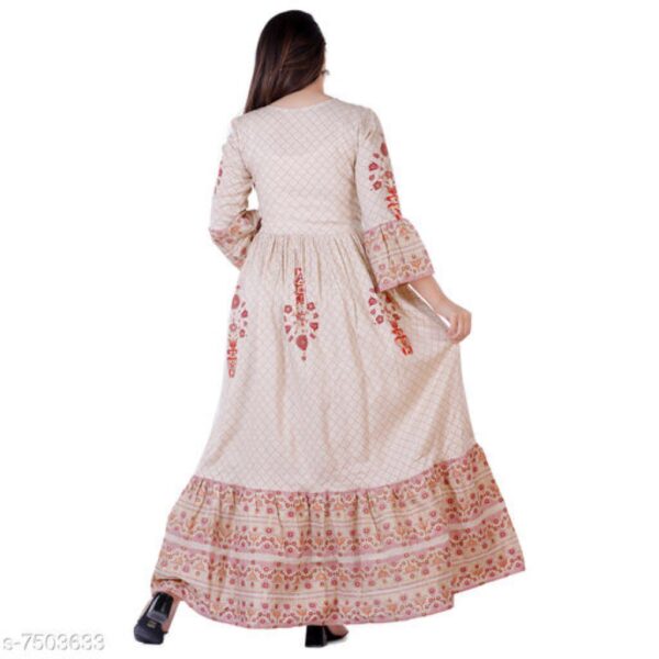 Rayon Staple Printed Kurti | Long Gown Style