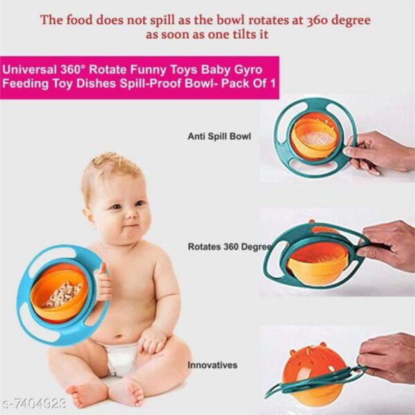 Universal 360 Rotate Baby Gyro Feeding Toy Bowl Dishes | Boy Girl Spill Proof Bowl Kids