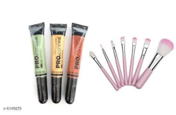 HD Pro Concealer set of 3 ( green, yellow, orange) with Set Of Makeup Brush | Combo