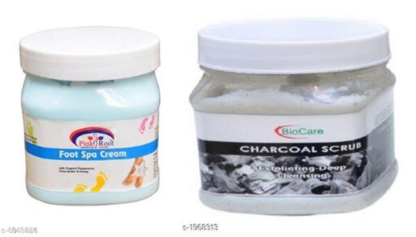 Pink Root Professional Foot Spa Cream + Biocare Charcoal Scrub