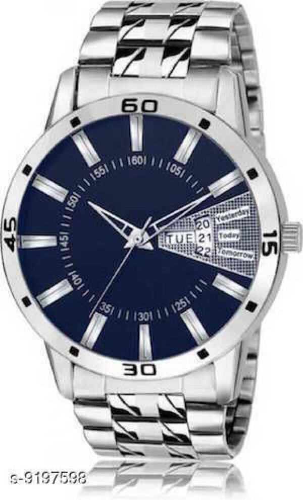 Blue Dial Day and Date Analog Watch