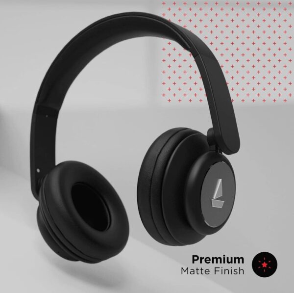 boAt Rockerz 450 On-Ear Headphones with 15 Hours Battery, 40mm Drivers, Padded Ear Cushions, Easy Access Controls and Voice Assistant(Luscious Black)
