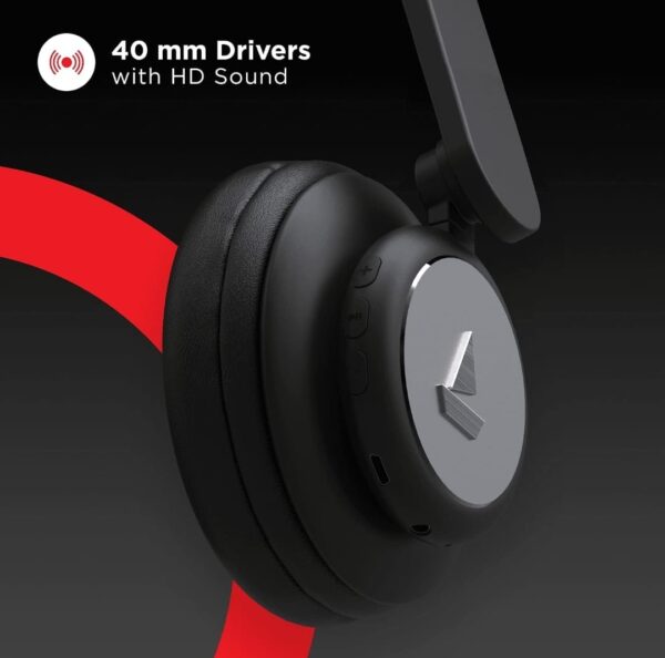 boAt Rockerz 450 On-Ear Headphones with 15 Hours Battery, 40mm Drivers, Padded Ear Cushions, Easy Access Controls and Voice Assistant(Luscious Black)