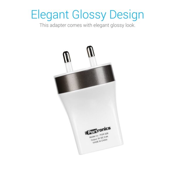 Portronics POR-329 3 Port USB Charger | White